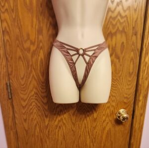 Victoria Secret Chic Brown Strappy Panties Crotchless Sz Med NWT
